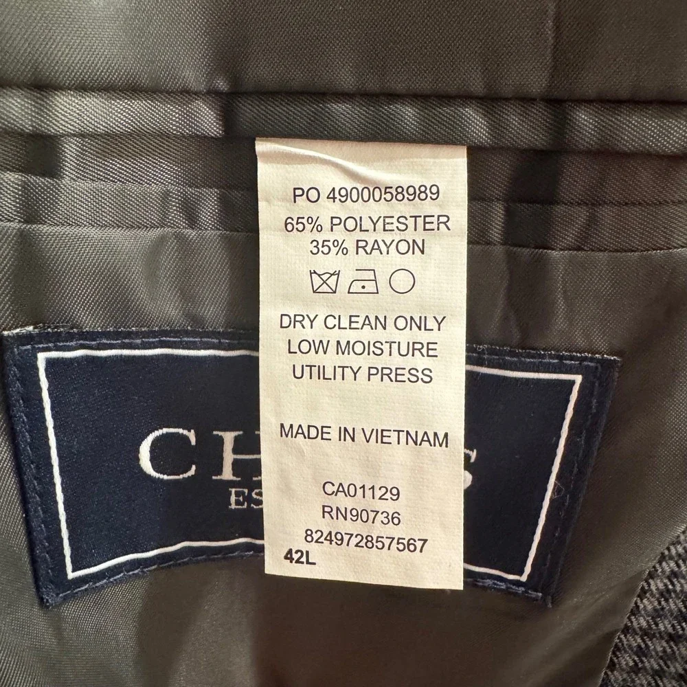 Chaps Men's Grey/Black Check Blazer –‎ 42 Long, Classic Fit
